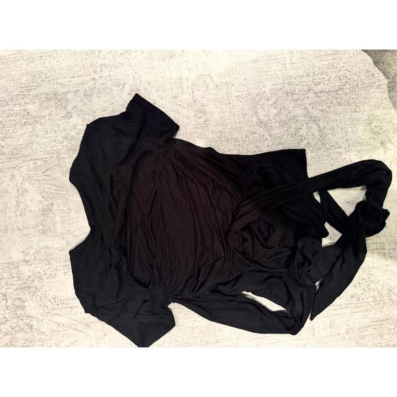 SEROYA Black Stella Wrap Top sz S - Picture 3 of 5